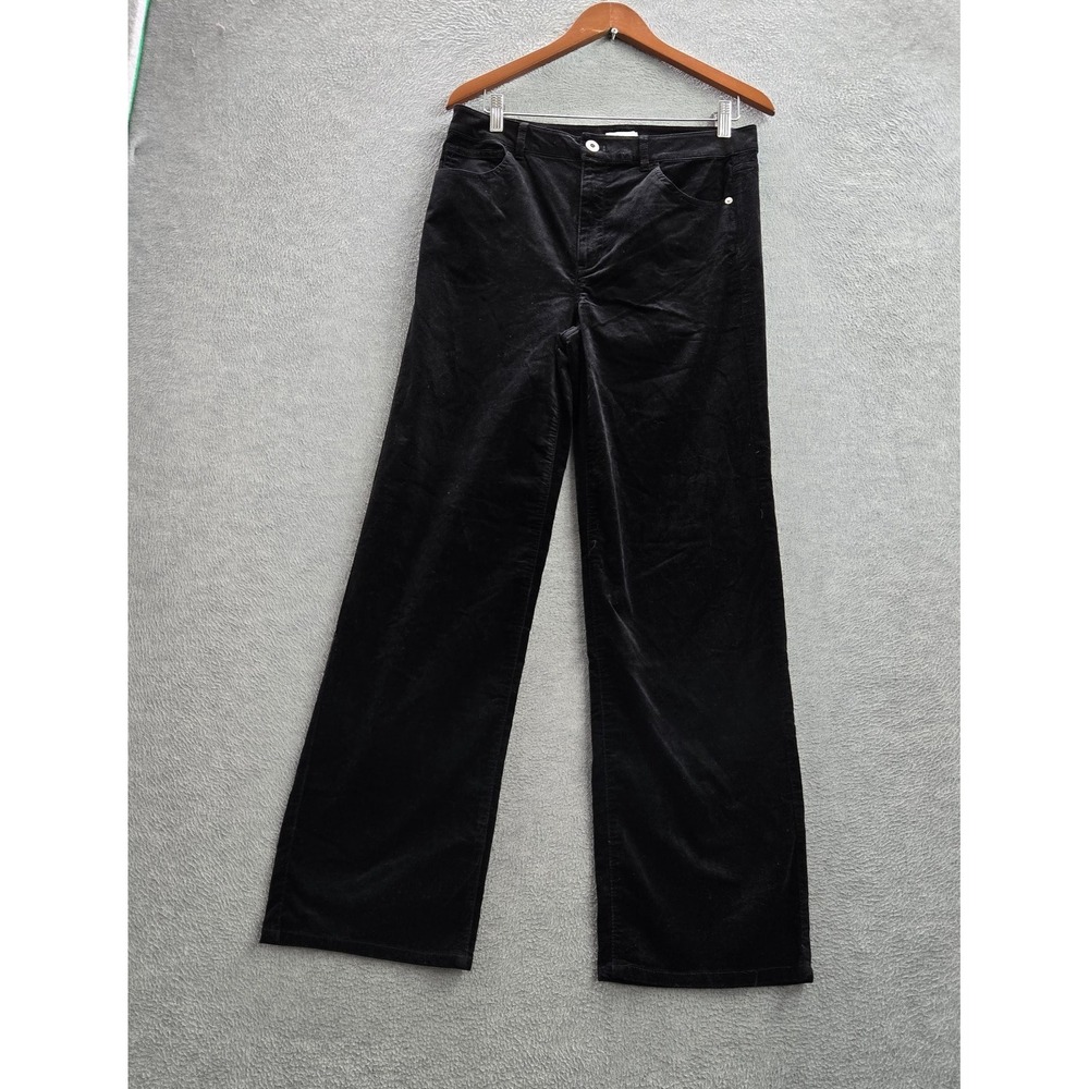 J Jill Women Pants 10 Black Velvet Wide Leg 30"‎ Inseam
